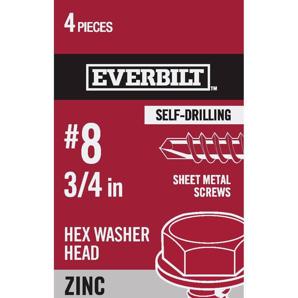 Everbilt #8 . Zinc Plated Hex Head Sheet Metal Screw