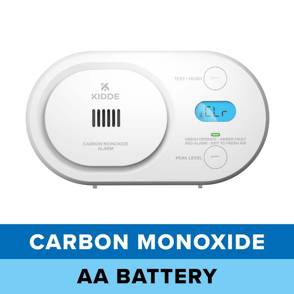 Kidde AA Battery-Powered Carbon Monoxide Detector with Digital Backlit Display, LED Status Indicators, COBD