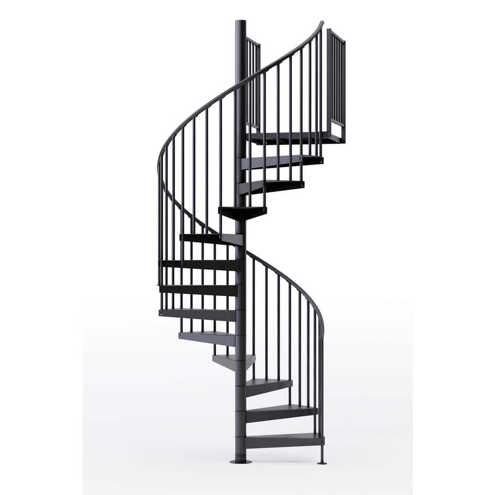Mylen STAIRS Condor Black Interior 60 in. Diameter Spiral Staircase Kit, Fits Height 110.5 in. to 123.5 in.