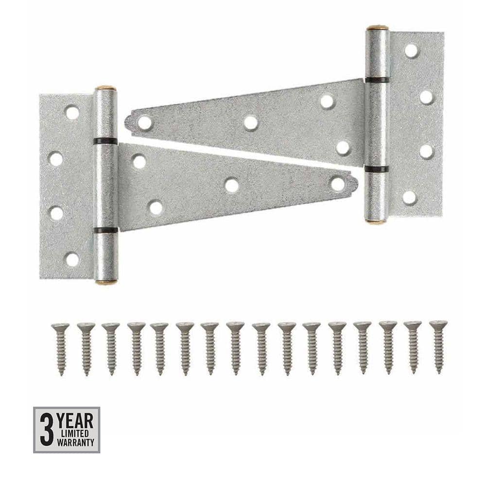 Everbilt (2-Pack) 6 in. Standard Galvanized Heavy-Duty Tee Hinge