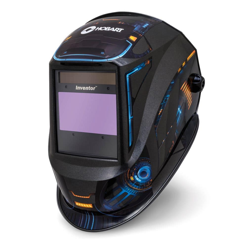 HOBART Inventor Auto Dark Welding Helmet 9-13 Shade, 3.94 x 2.36 Viewing Area, 1/25000 Speed with Grind Mode-Reactor Design