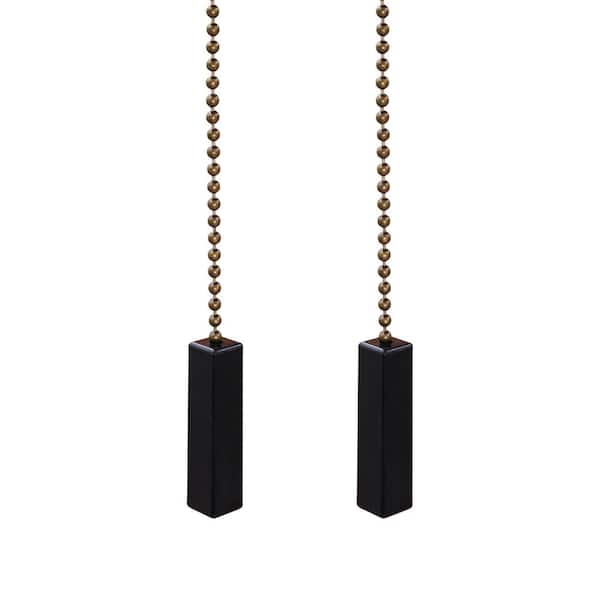 PRIVATE BRAND UNBRANDED 5 in.Black Indoor/Outdoor Rectangle Ceiling Fan Pull Chains (2-Pack)