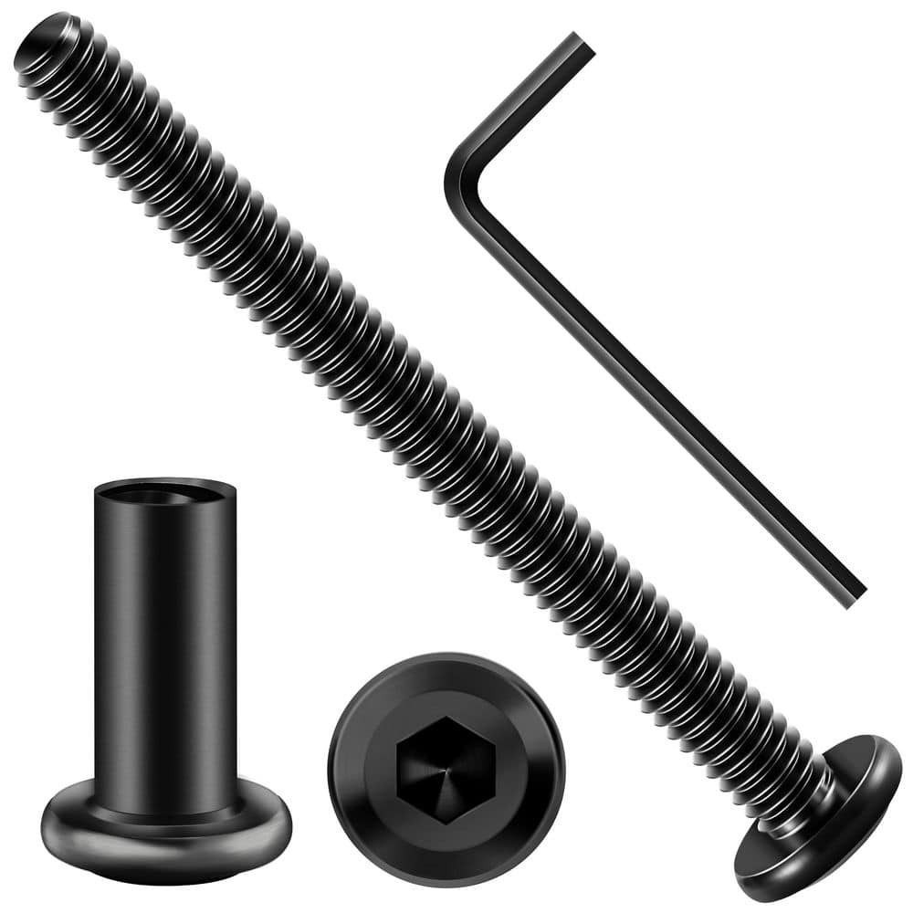 MYWISH 1/4 in.-20 x 3 in. Black Oxide Hex Button Head Socket Screw and Nut Set (20-Piece)