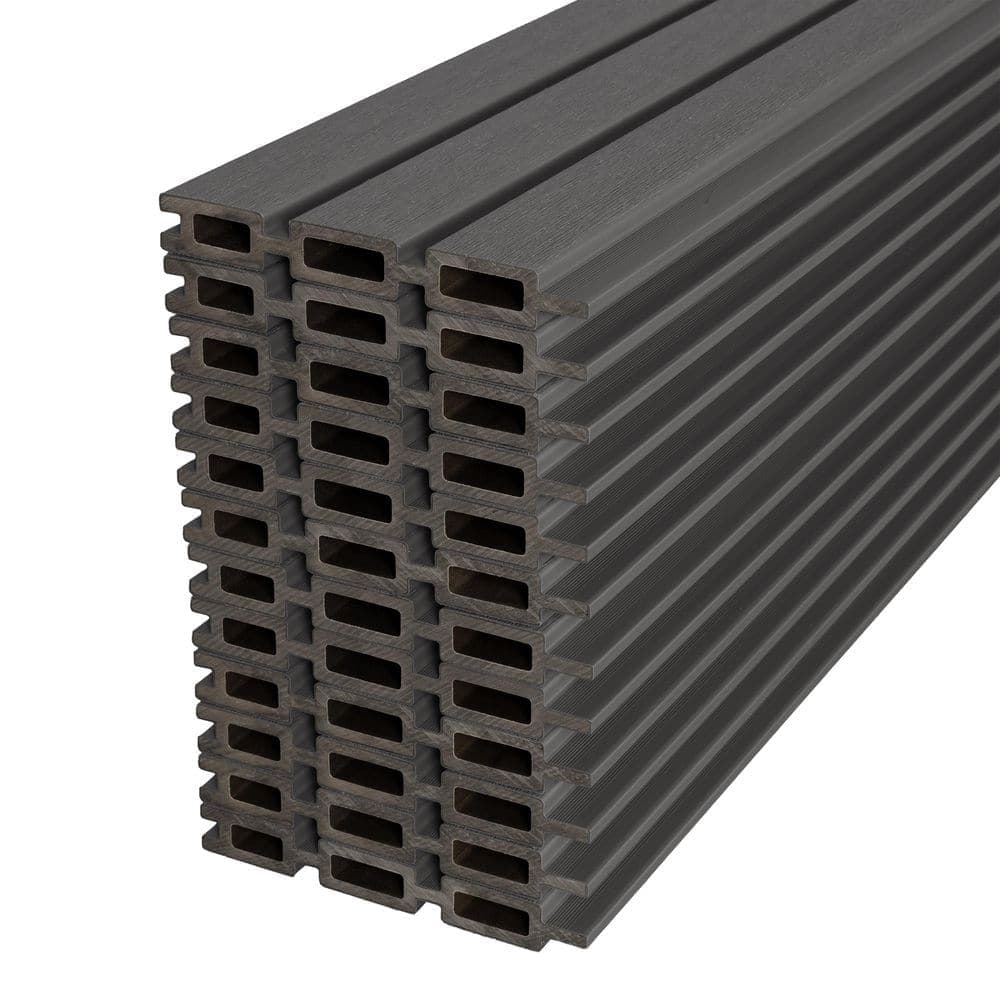 CREATIVE SURFACES 6ft. x 6ft. Composite Fluted Board Fence Panel Tempest Grey (12-Pack)