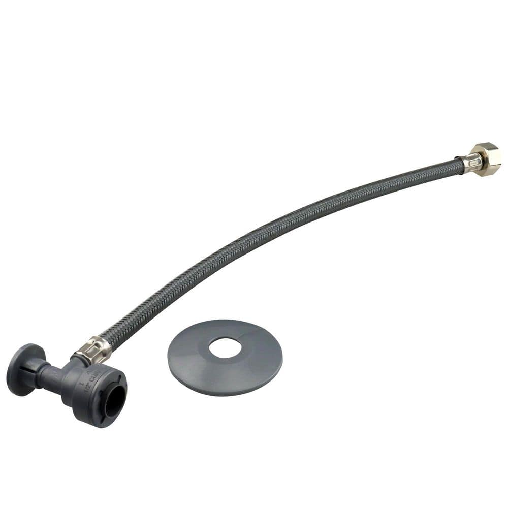Tectite 1/2 in x 1/2 in. Push/Push x FNPT 20 in. Braided PVC Brushed Nickel Stop Valve Faucet Connector (6-Pack)