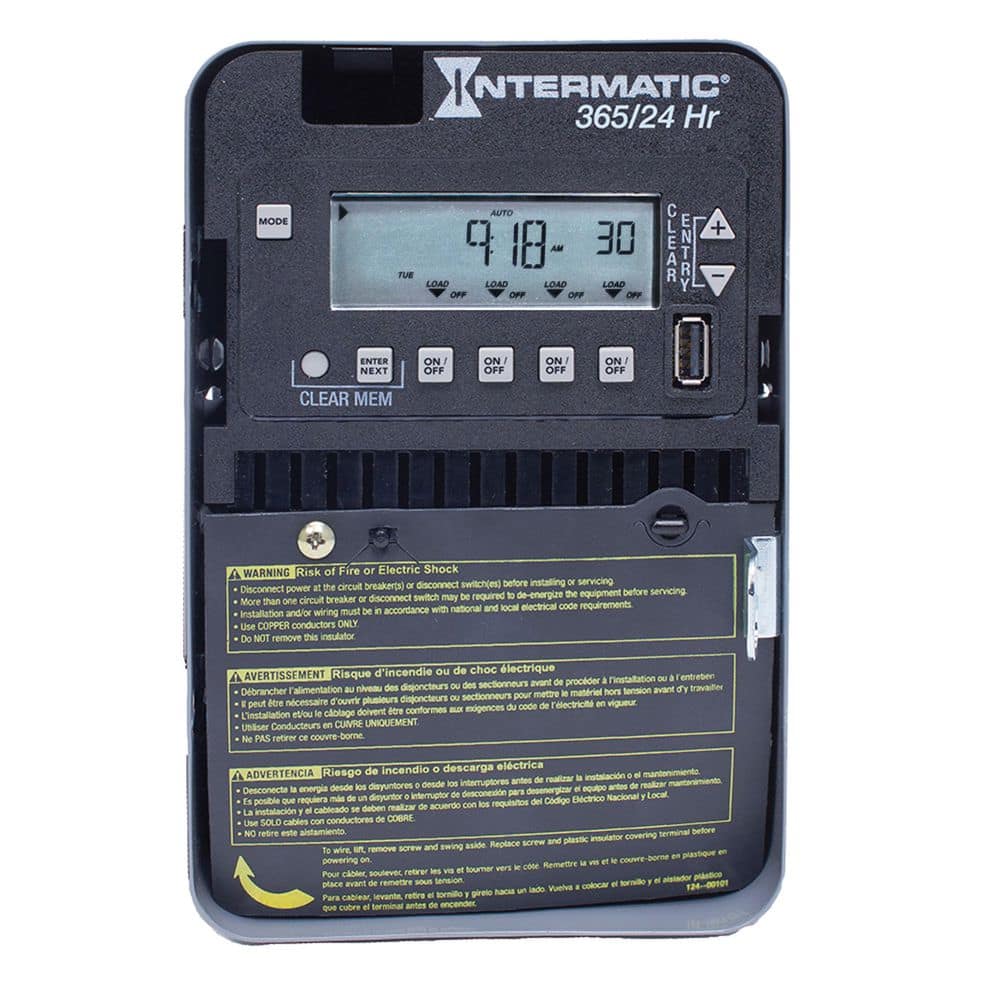 Intermatic 24-Hour/365 Day 4-Circuit Electronic Control, 120-277 VAC, 4-SPST/2-DPST, Indoor Metal Enclosure