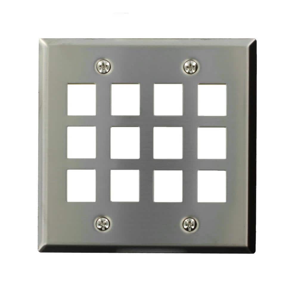 Leviton Stainless Look 2-Gang Audio/Video Wall Plate (1-Pack) 43080-S12