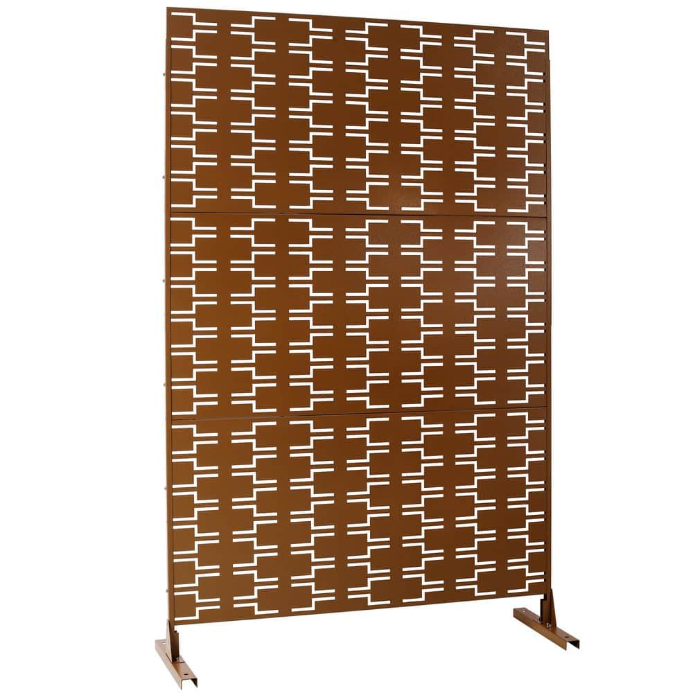 cadeninc 4 ft. x 6.33 ft. Dark Brown Outdoor and Indoor Metal Privacy Screen Fence Panels for Outside Lawn Garden