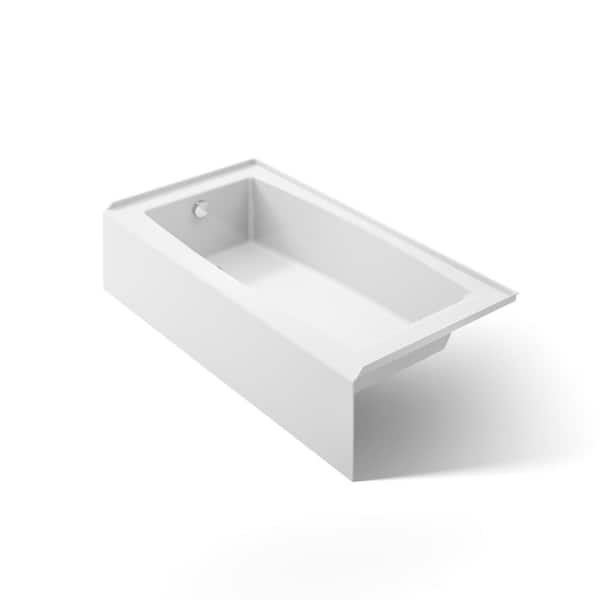 KOHLER Elmbrook 60 in. x 30.25 in. Acrylic Alcove Deep Soaking Bathtub with Left-Hand Drain in White