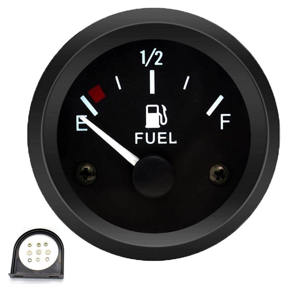 Lukvuzo 52mm Fuel Level Gauge 2 E-1/2-F Pointer 12V Universal Meter LED Backlight for Car RV Yacht Boat Motorcycle White