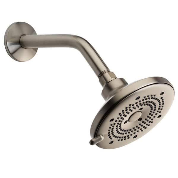 Brondell Nebia Merced 5 Spray Pattern 1.5 GPM 5.3 in. Wall Mount Fixed Showerhead with Water Saving Technology in Brushed Nickel