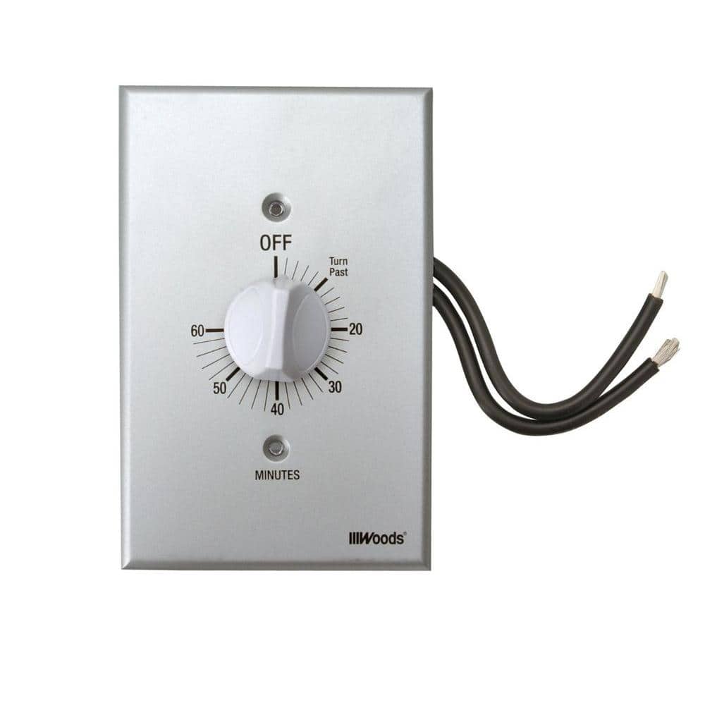 Woods 20-Amp 60-Minute In-Wall Spring Wound Countdown Timer Switch, Gray