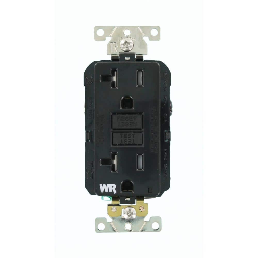 Leviton 20 Amp SmartlockPro Industrial Grade Heavy Duty Weather/Tamper Resistant GFCI Outlet, Black G5362-WTE