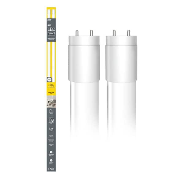 Feit Electric 32-Watt Equivelant 4 ft. T8 G13 Type A Plug and Play Linear LED Tube Light Bulb, Bright White 3000K (2-Pack)