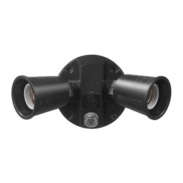 Defiant PAR Black Dusk-to-Dawn Activated Wired Outdoor 2-Head Security Flood Light