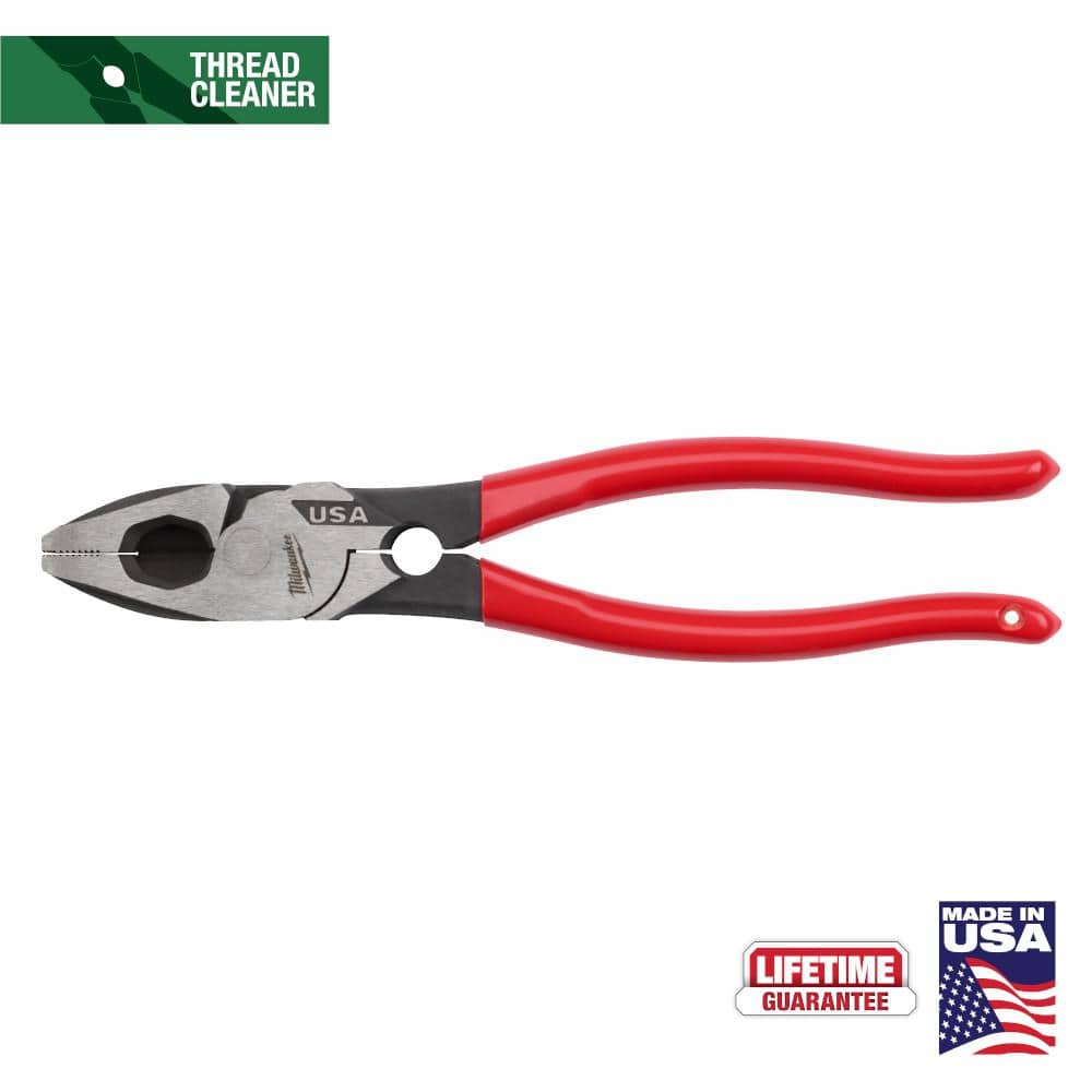 Milwaukee 9 in. Lineman's Pliers with Thread Cleaner / Fish Tape Puller and Dipped Grip