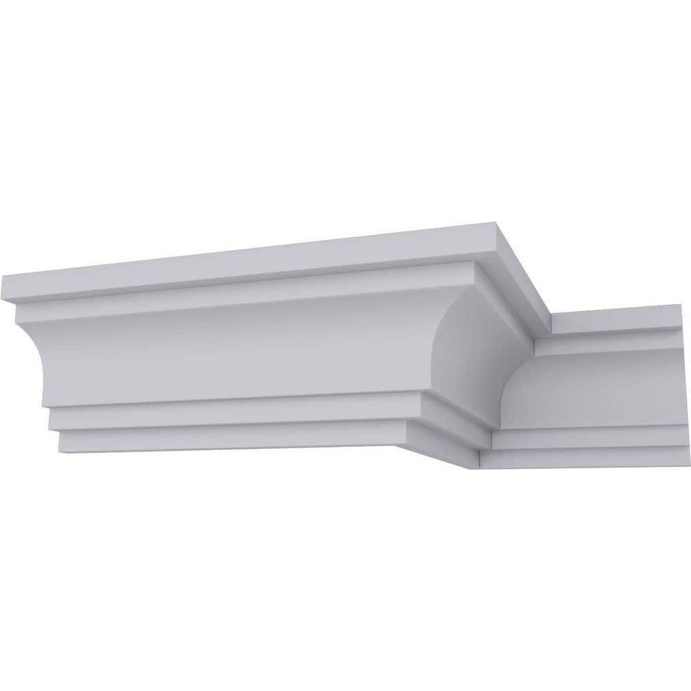 Ekena Millwork 3 in. x 4 in. x 94-1/2 in. Polyurethane Traditional Smooth Crown Moulding