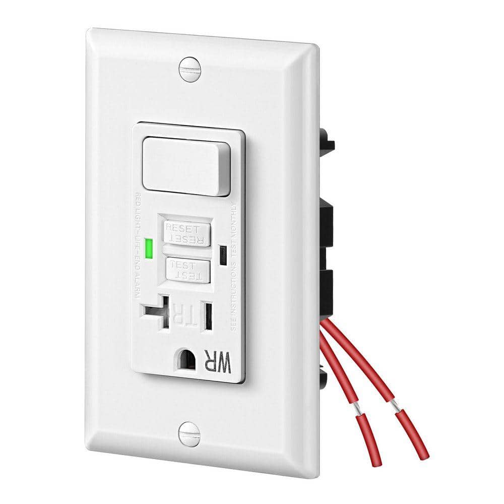 DEWENWILS 20 Amp Self-Test GFCI Outlet Receptacle with Light Switch, Decorative Wallplate Included