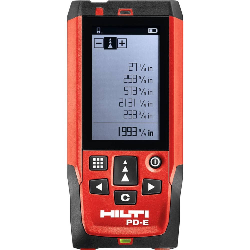 Hilti PD-E 650 ft. Laser Range Meter with (2) AAA Batteries, Hand Strap and Pouch