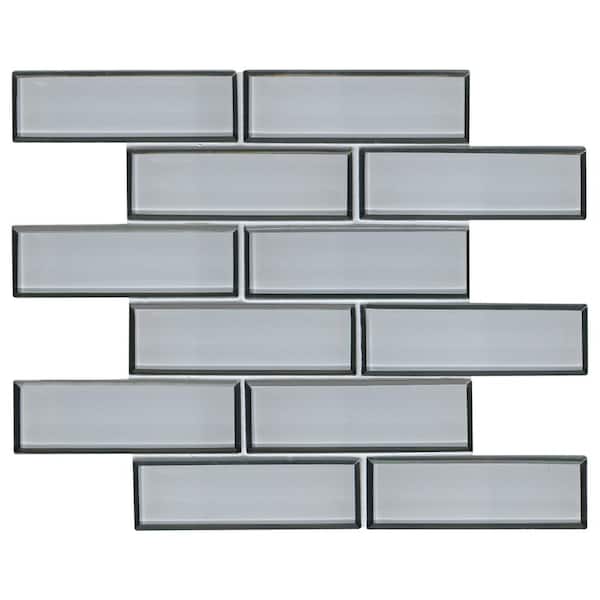 MSI Ice Bevel Subway 12 in. x 12 in. Glossy Glass Mesh-Mounted Mosaic Wall Tile (0.96 sq. ft./Each)