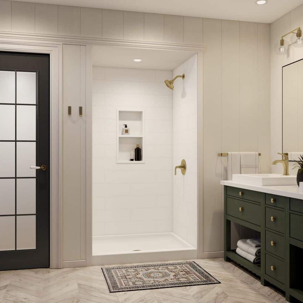 Swan Veritek 34 in. x 42 in. Single Threshold Center Drain Shower Pan in White