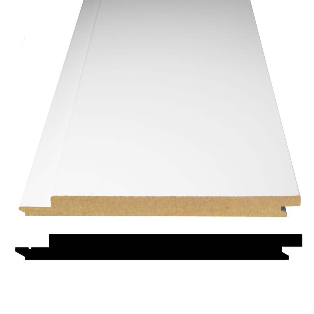 Alexandria Moulding 1/2 in D x 7-5/16 in W x 96 in L Primed Medium Density Fiberboard (MDF) Wood Shiplap 1/4 in Gap Panel Molding (4-Pack)