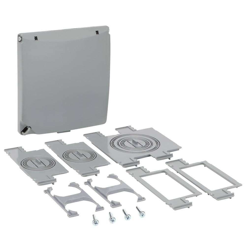 Commercial Electric 2-Gang Metallic Weatherproof Flat Outlet Cover (73-in-1-Configurations), Gray