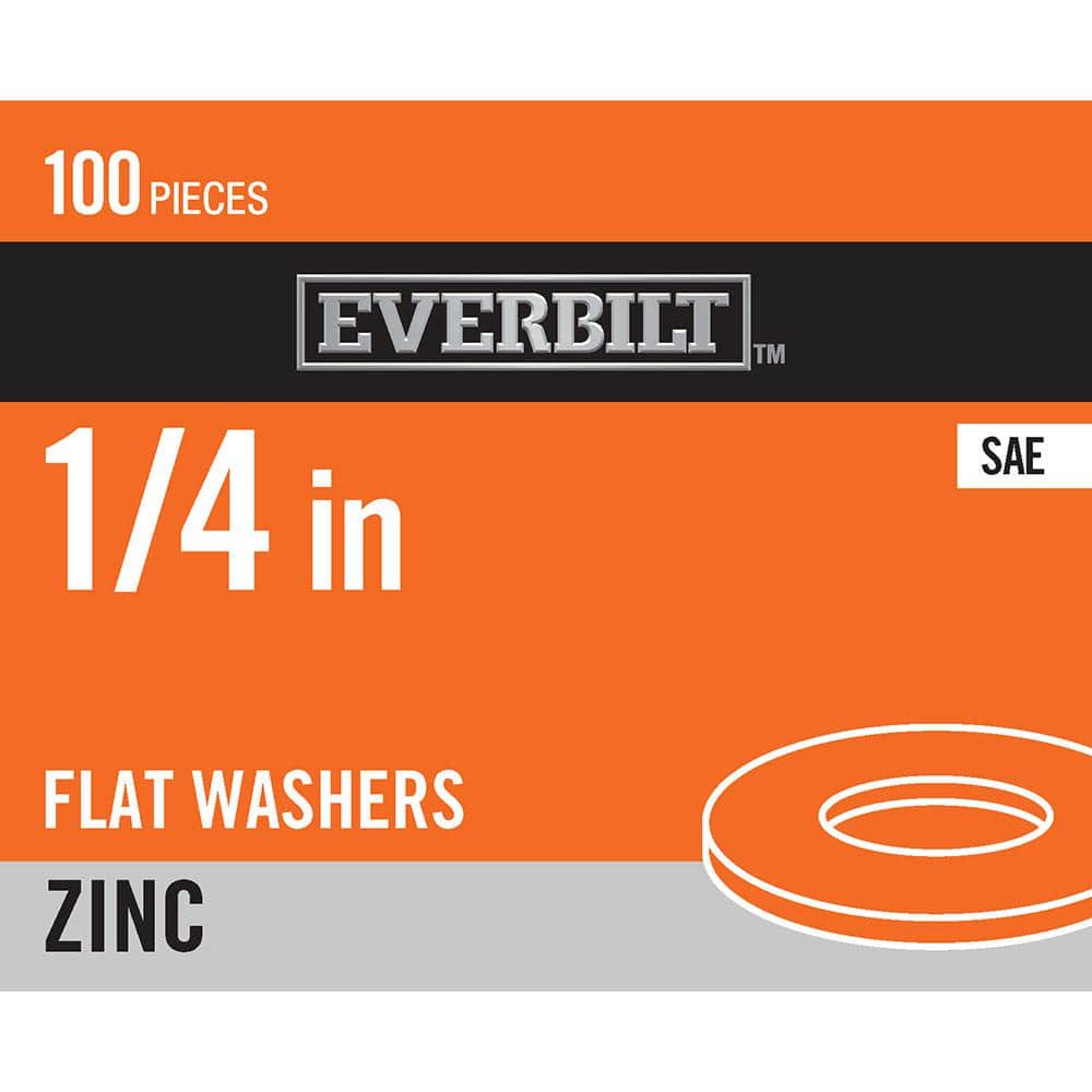 Everbilt 1/4 in. Zinc Flat Washer (100-Pack)