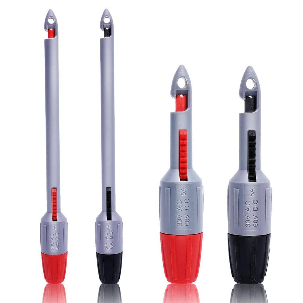 Lukyamzn 4-Piece Insulation Piercing Clip Set 4 mm Long-Short Push Banana Plug Multimeter Test Leads for Voltage Testing