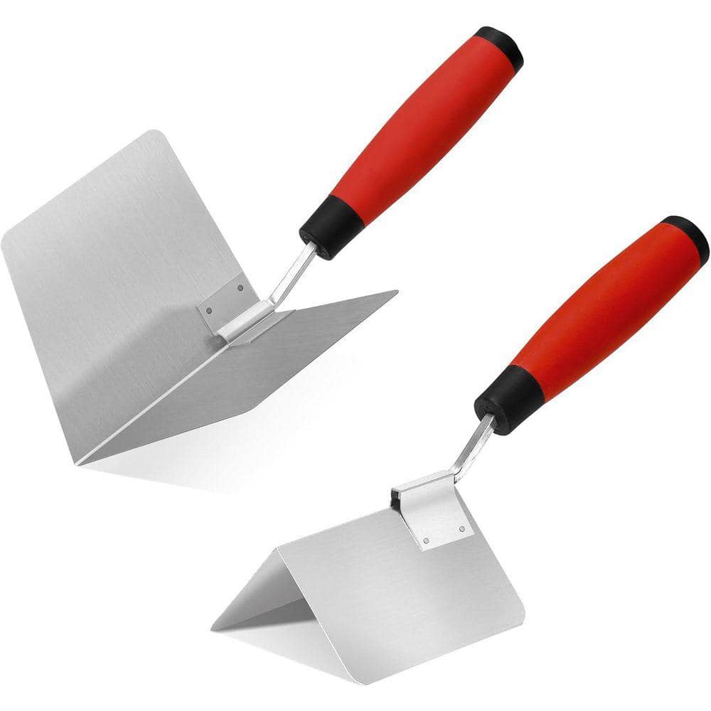 KIWDZFU 4-1/2 in. Stainless Steel Drywall Corner Trowel Set with Anti-Slip Grips and Professional Blade Angle 2-Pack