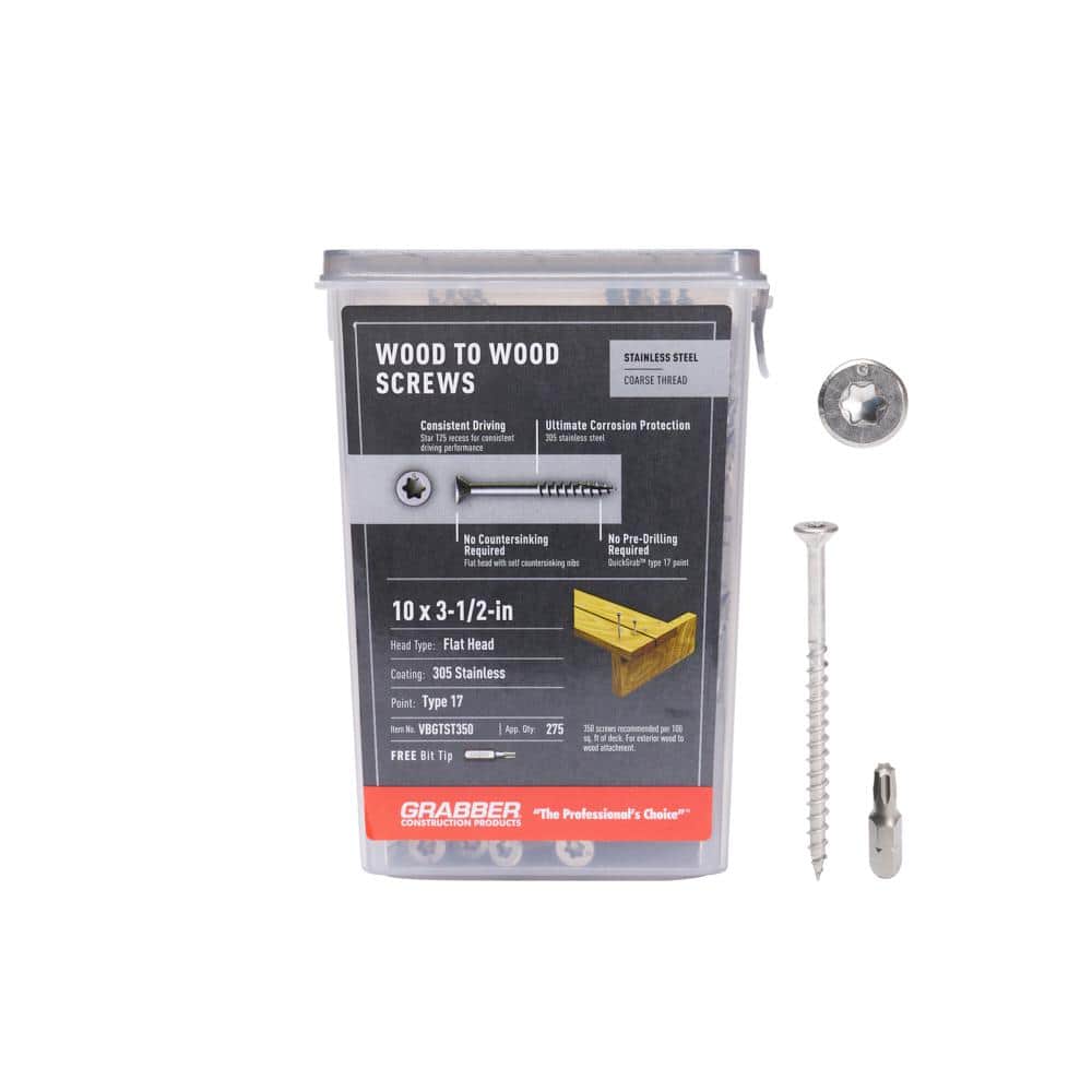 Grabber #10 x 3 1/2 in. Star Drive Flat head Exterior Stainless Steel Wood Deck Screws (5 lb. box)