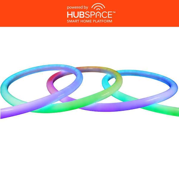 EcoSmart 16.4 ft. Smart RGBWIC Dynamic Color Changing 360° Dimmable Plug-In LED Outdoor Rope Light Powered by Hubspace