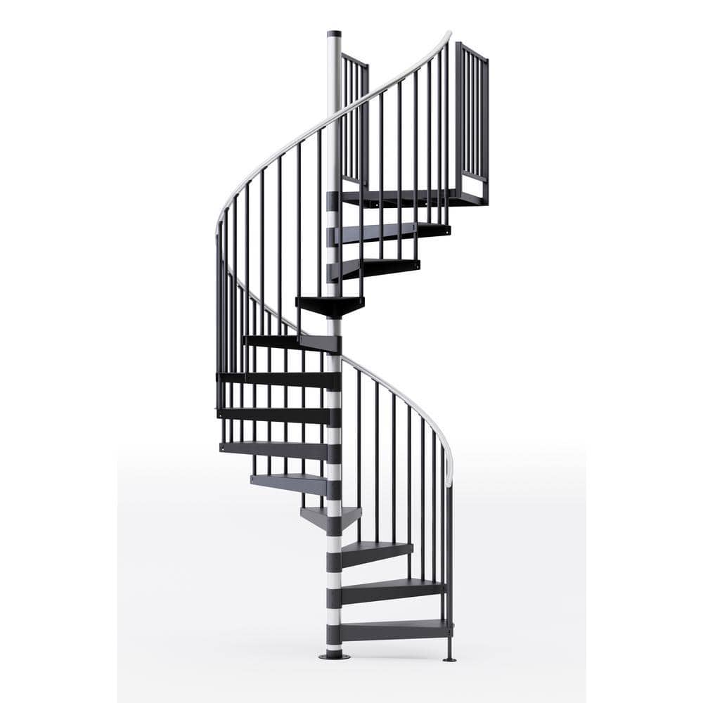 Mylen STAIRS Reroute Prime Interior 60in Diameter, Fits Height 110.5in - 123.5in, 2 42in Tall Platform Rails Spiral Staircase Kit