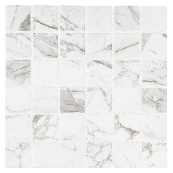 Marazzi EpicClean Milton Arabescato Marble 12 in. x 12 in. Glazed Ceramic Mosaic Tile (1 sq. ft. / piece)