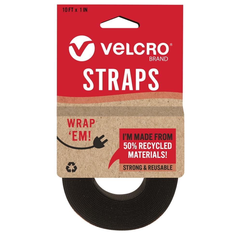 VELCRO Eco Wrap EM 10 ft. x 1 in. Straps in Black
