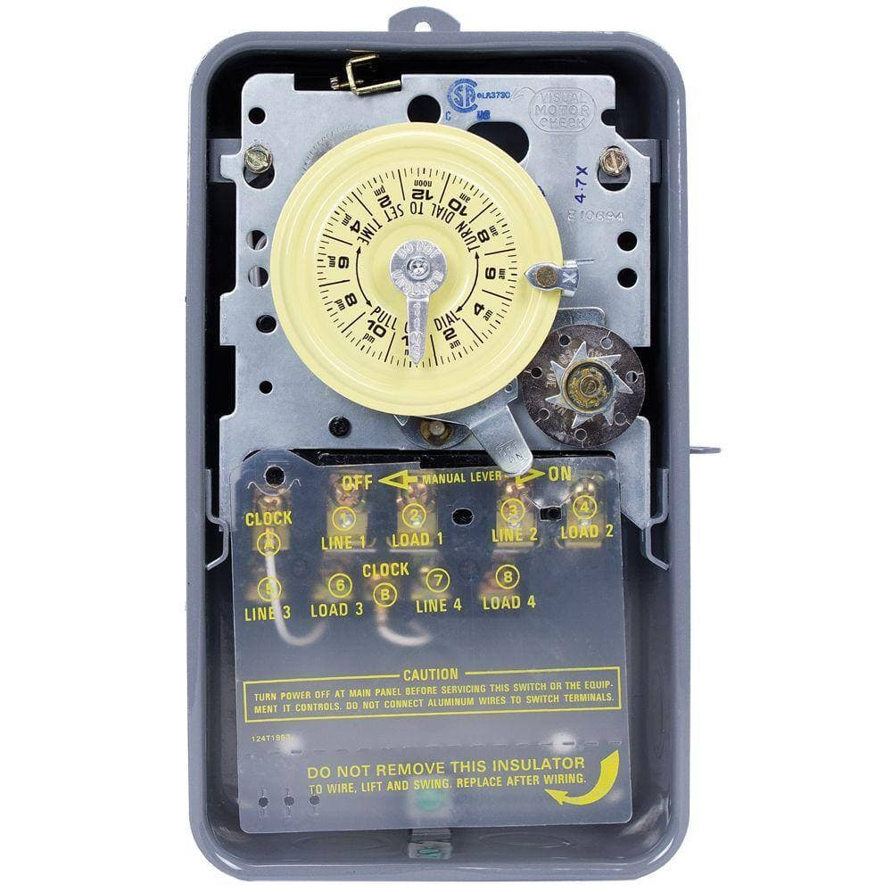 Intermatic T1400 Series 40 Amp 24-Hour Mechanical Time Switch with Skipper and Outdoor Enclosure - Gray