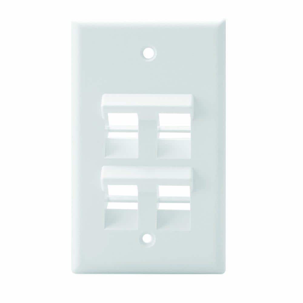 Leviton White 1-Gang Audio/Video Wall Plate (1-Pack) 41081-4WP
