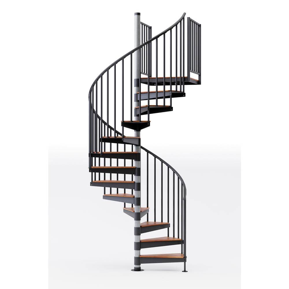 Mylen STAIRS Reroute Prime Interior 60in Diameter, Fits Height 110.5in - 123.5in, 2 36in Tall Platform Rails Spiral Staircase Kit