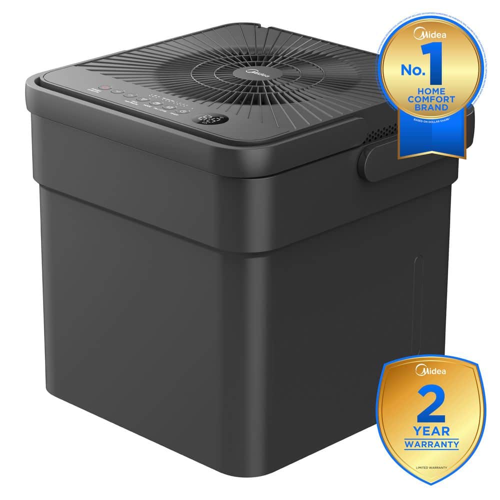 Midea 50 pt. Cube Dehumidifier with Built-In Pump for Basements, Garages, or Bedrooms up to 4,500 Sq. Ft. in Grey