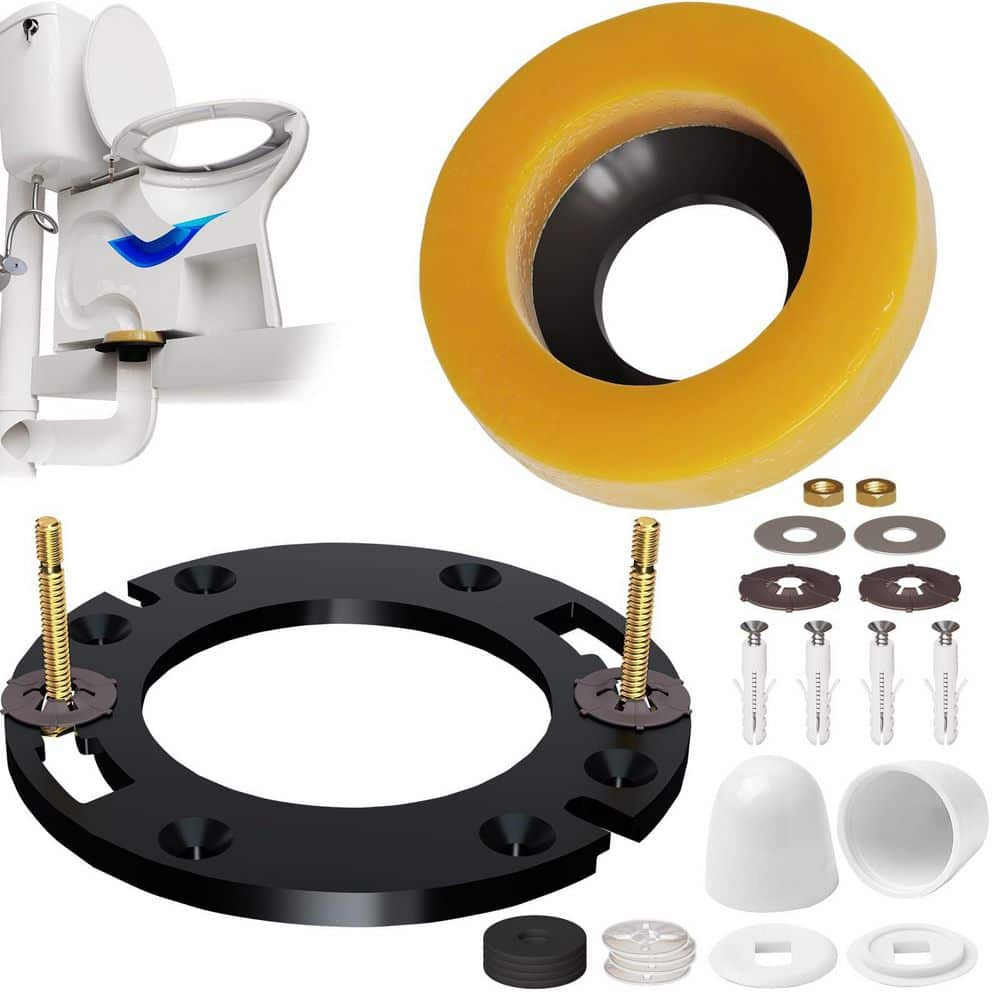 Helhom Toilet Flange Repair Kit, Toilet Wax Ring Replacement Kit, Toilet Gasket Seal Kit with Nuts, Washers and Bolt Caps