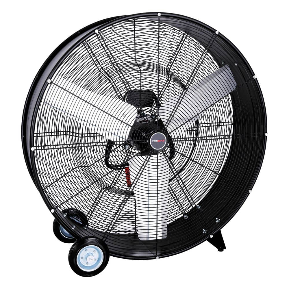ECOMAX 36 in. 2-Speed High Velocity Industrial Black Drum Fan with Wheels