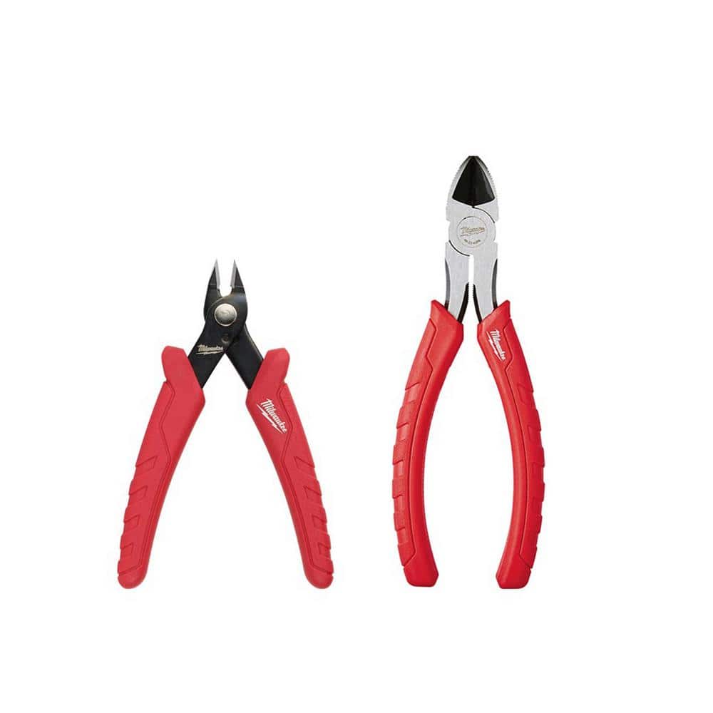 Milwaukee 4.75 in. Mini Flush Cutting Pliers and 6 in. Diagonal Cutting Pliers (2-Piece)