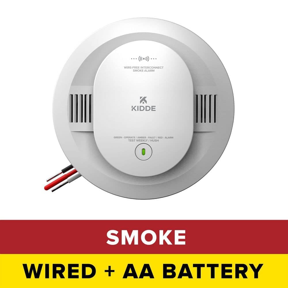 Kidde Hardwired Smoke Detector with AA Battery Backup, Wire-Free Interconnect, Voice Alerts, LED Status Light, 20SAR-VRF