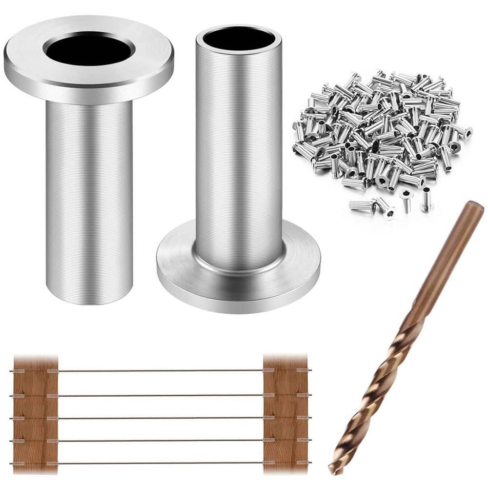 Afoxsos Stainless Steel Protector Sleeves for 1/8 5/32 3/16 Wire Rope Cable Railing with Drill Bit 120-Pack