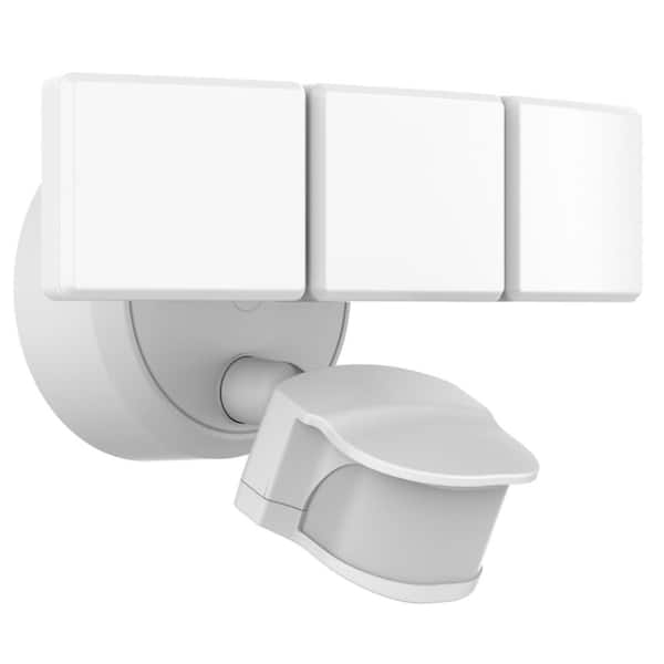 Defiant 240-Degree White Motion Activated Integrated LED Outdoor Triple Head Flood Light
