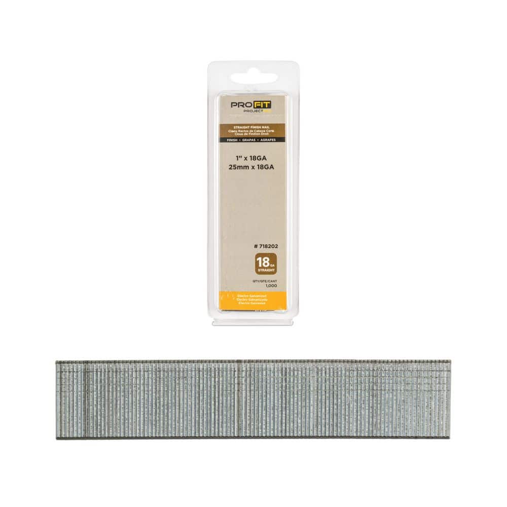 PRO-FIT 1 in. x 18GA Straight Electrogalvanized Collated Brad Nails (1000-Per Box)