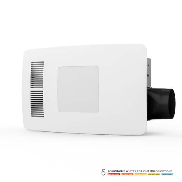 ReVent 80-110 Adjustable CFM Ceiling Easy Install Roomside Bathroom/Bath Exhaust Fan w/Heater and Adjustable 5 Level LED Light