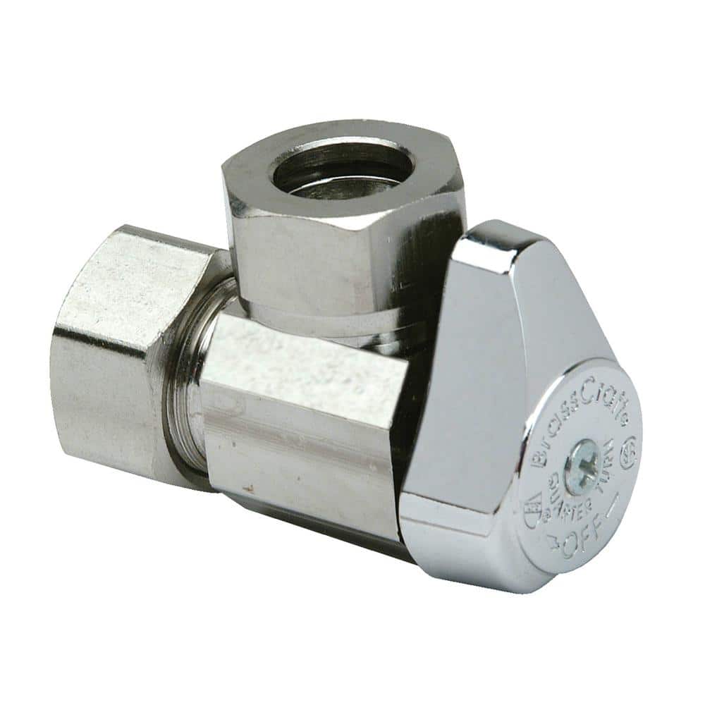 BrassCraft 1/2 in. Compression Inlet x 7/16 in. and 1/2 in. Slip-Joint Outlet 1/4-Turn Angle Valve