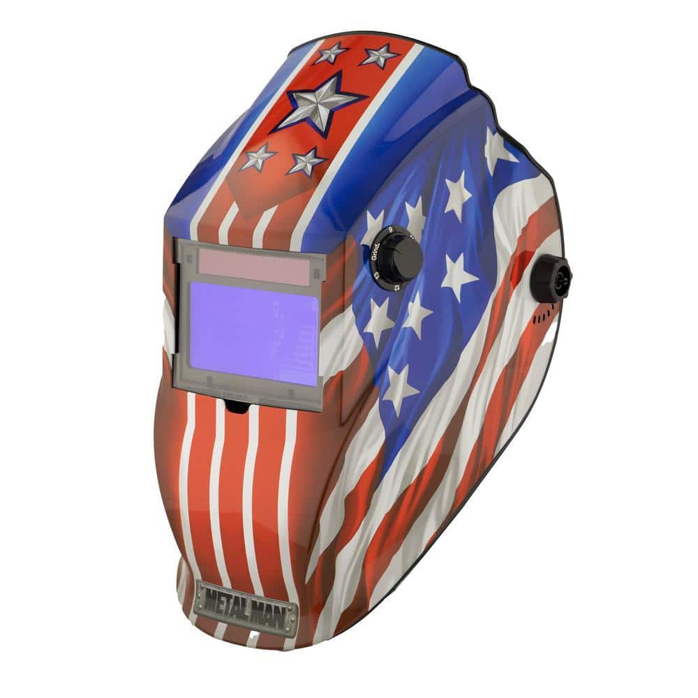 METAL MAN Patriotic 9 to 13 Shade Auto Darkening Welding Helmet with 3.78 in. x 2.05 in. Viewing Area