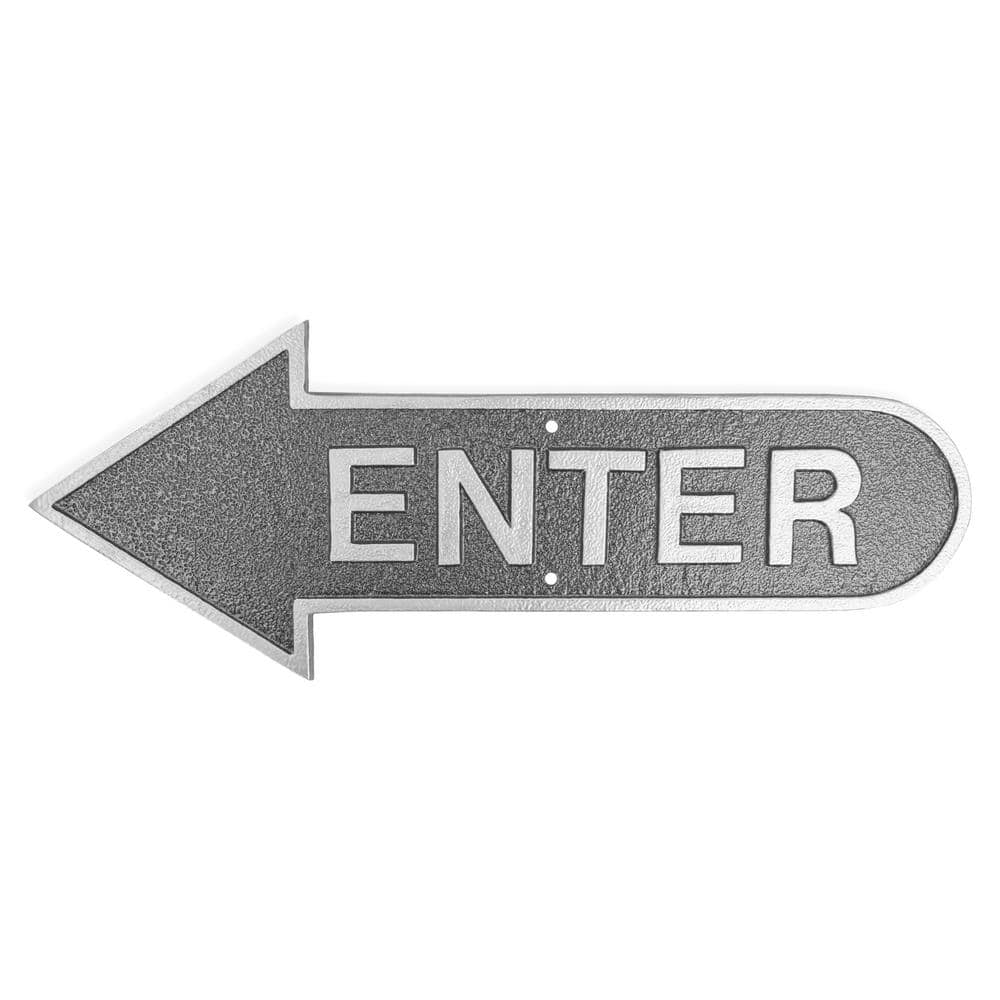 Montague Metal Products 6" x 15.5" Left Arrow Enter Statement Plaque Sign-Swedish Iron